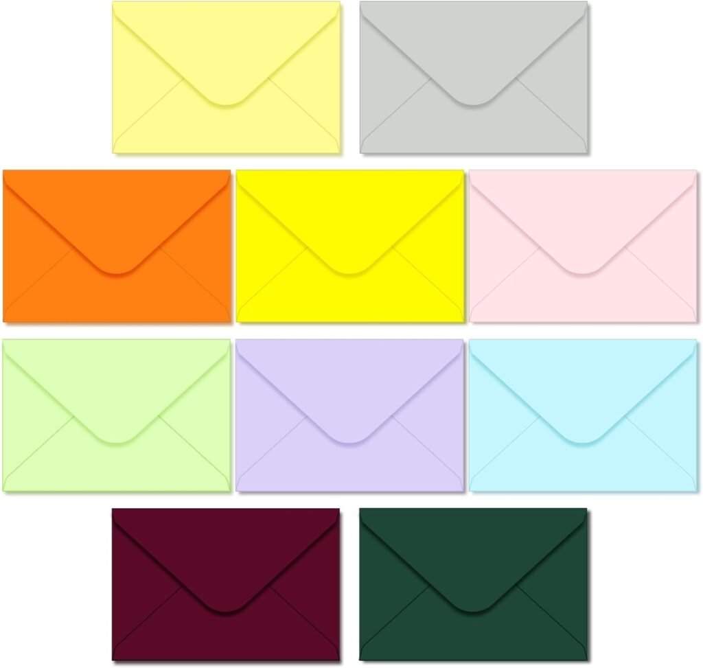150 Packs of Gift Card Envelopes, 10 colors Mini Envelopes, Gift Card Holder, Business Card Envelopes(4x2.75) (Multicolor)