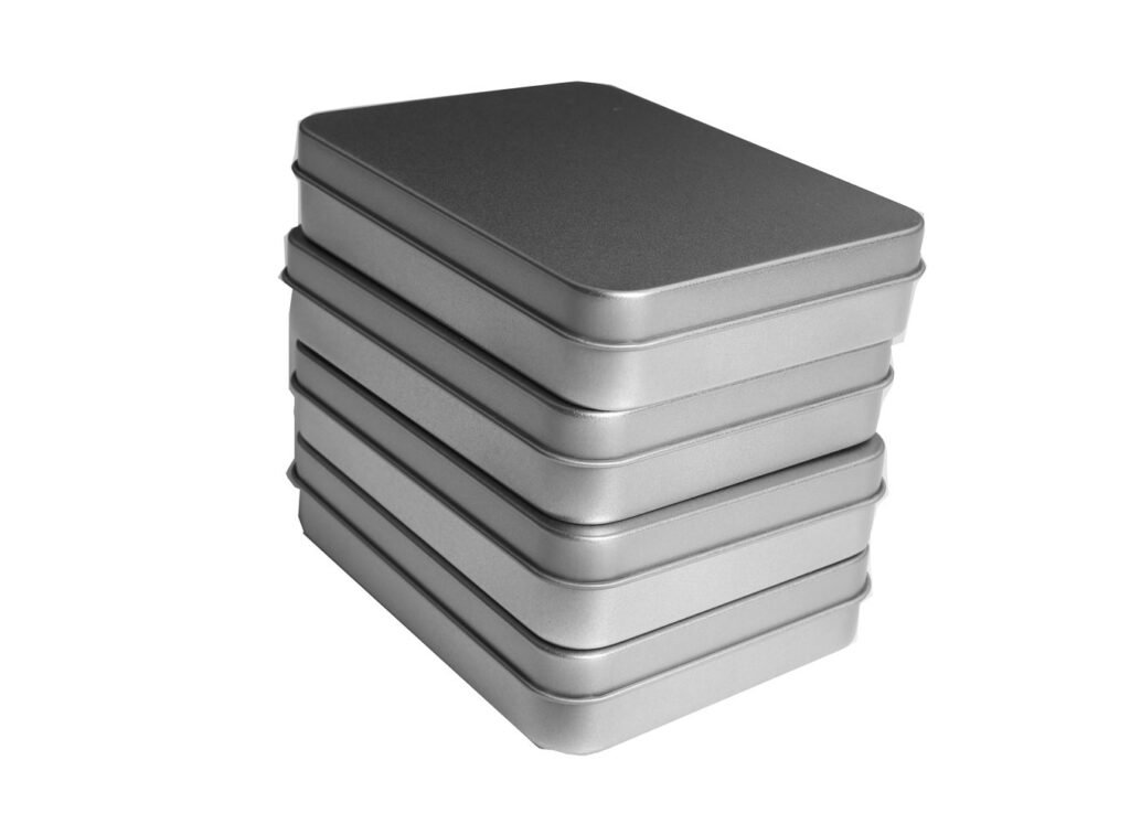 Walkingpround 12 Pack Empty Tin Box Storage Containers Metal Silver Rectangular for Candy Tins Gift Card Holder Box
