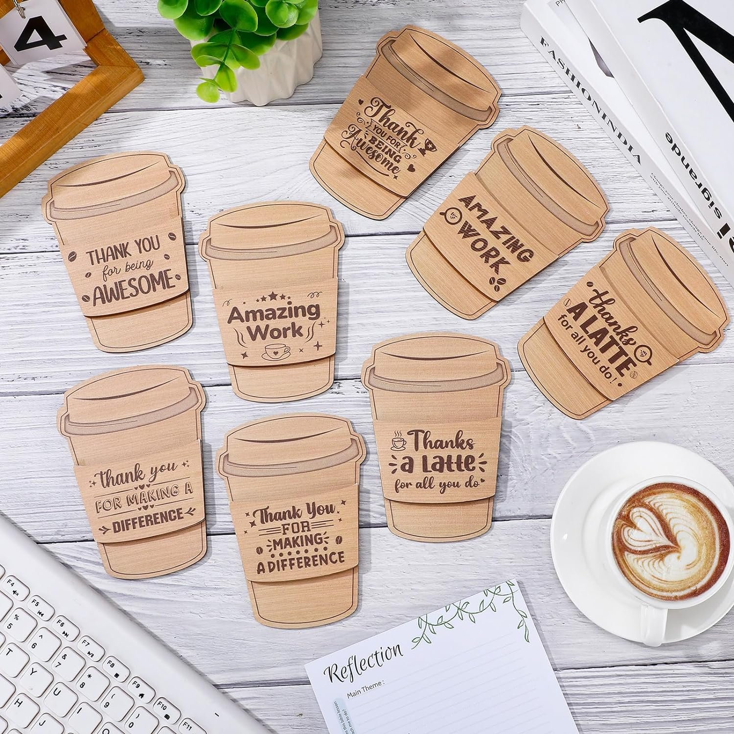 8 Pcs Happy Birthday Coffee Gift Card Holder Thanks a Latte Coffee Holiday Money Holder Cards Wooden Gift Card Sleeves Ornament for Birthday Appreciation Gifts Holiday Supplies Review