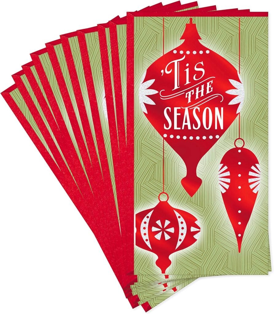 Hallmark Pack of Christmas Money or Gift Card Holders, Tis the Season (10 Cards with Envelopes)