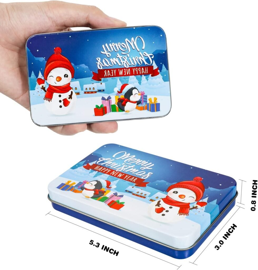 MGparty16 PCS Christmas Gift Card Tin Holder Boxes Unique Gift Card Tin Boxes Holders with Lids for Christmas Holiday Gift Box Set, Xmas Party Favors