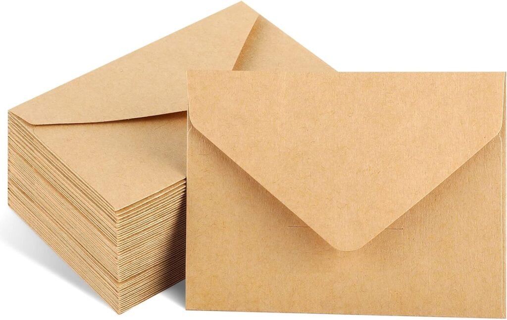 Gift Card Envelopes Brown, 4X2.75 Mini Envelopes, Kraft Small Envelopes For Weddings Cards, Rsvp Cards, Response Cards, Baby Showers, Thank You Notes, Photos And Any